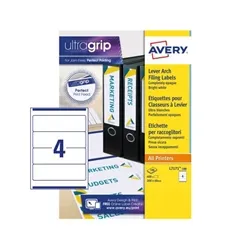 Avery Filing Labels Laser Lever Arch 4 per Sheet 200x60mm L7171-100