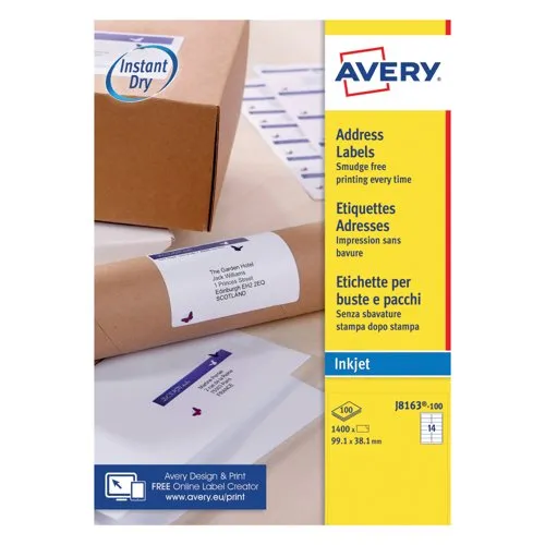 Avery Inkjet Address Labels 99.1x38.1mm 14 Per Sheet White (1400 Pack)