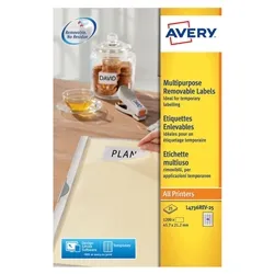 Avery Labels Removable Laser 48 per Sheet 45.7x21.2mm - L4736REV-25