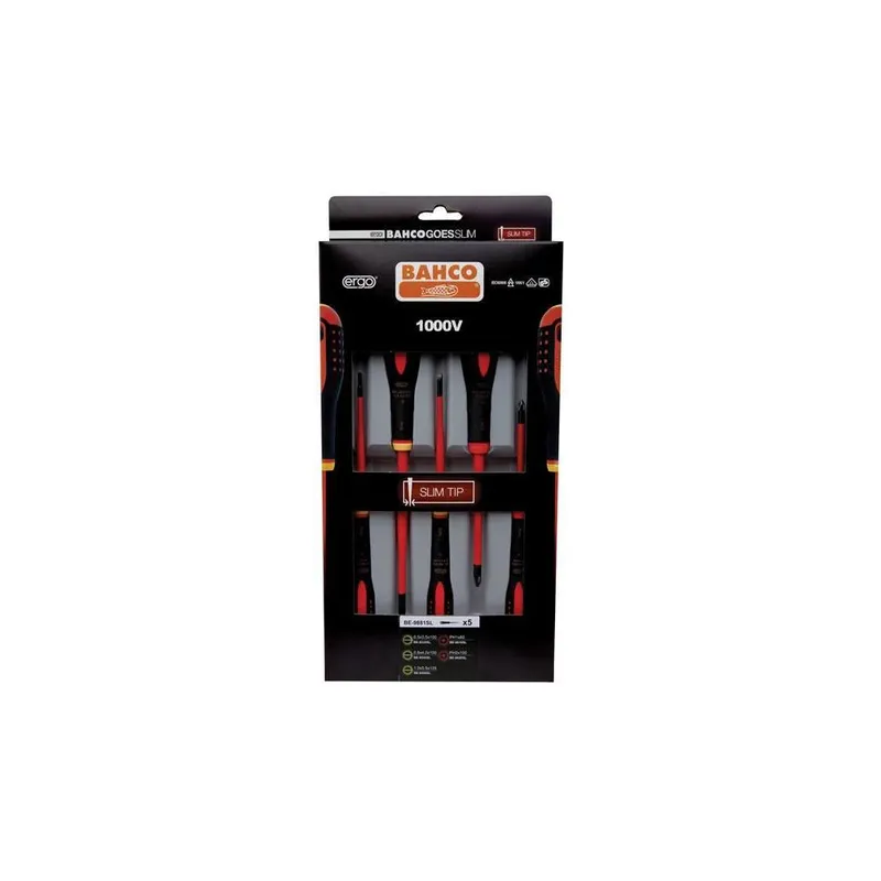 Bahco 5 Piece Ergo Slim Vde Insulated Screwdriver Set