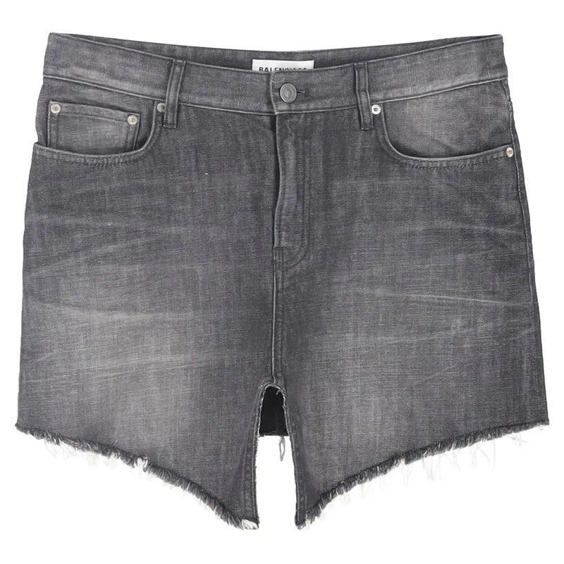Balenciaga Women's Preloved Front Slit Mini Skirt in Grey Denim Size: 38 - Grey