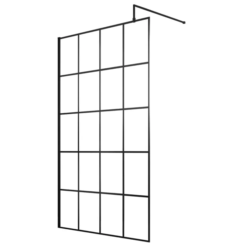 Balterley 8mm Safety Glass Black Framed Wetroom Screen - 1200mm Black