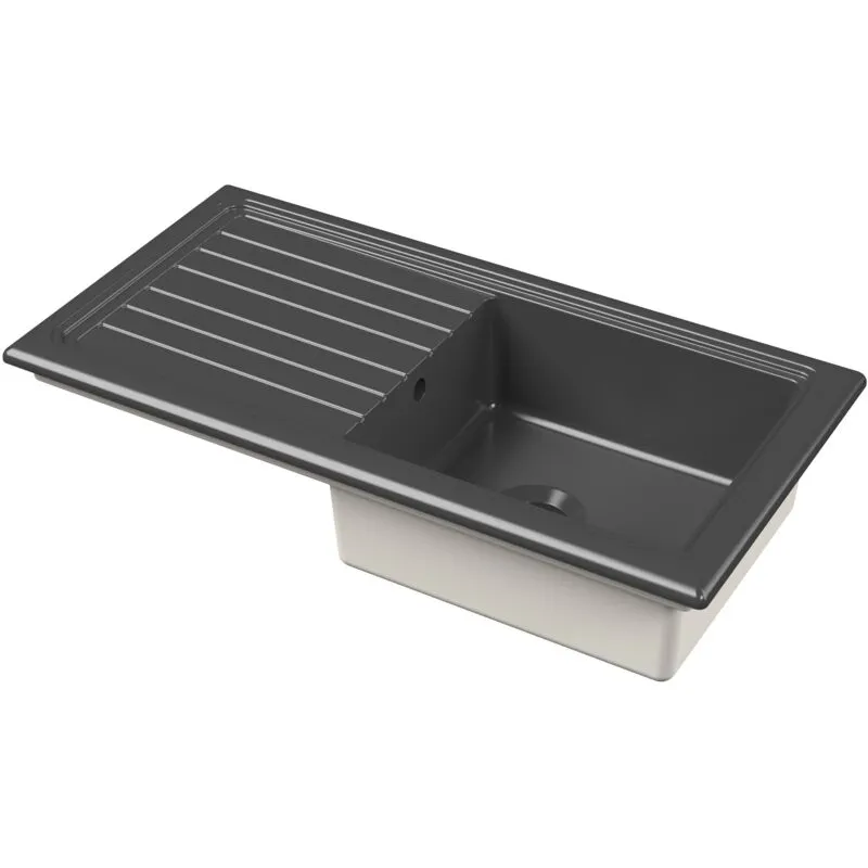 Balterley - 101cm Inset Counter Top Single Bowl Fireclay Ceramic Kitchen Sink - Grey
