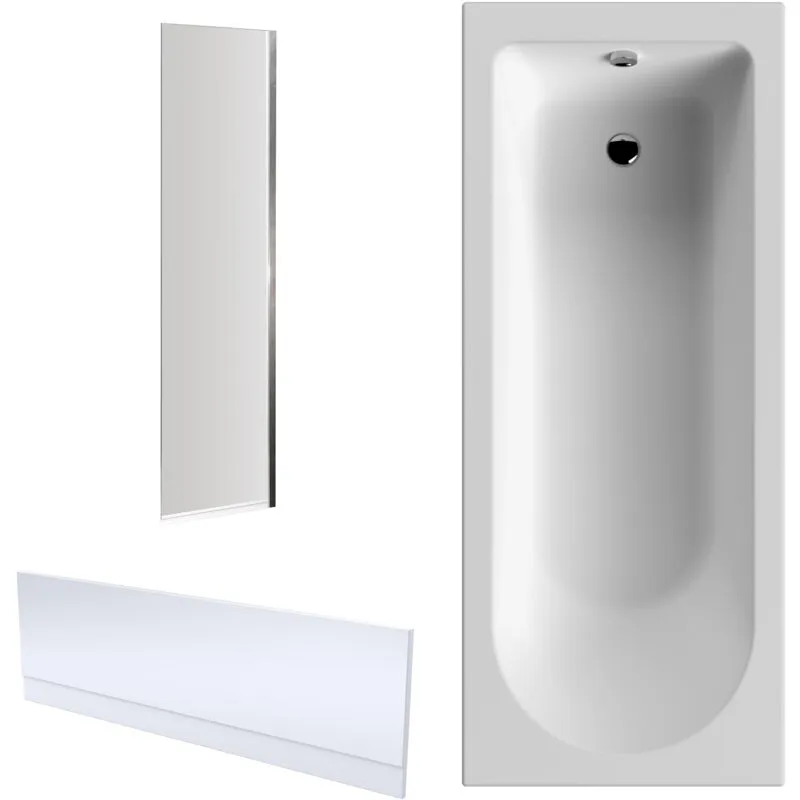 Balterley - 1700 x 750mm Round Bathtub, Front Panel and Bath Screen - Chrome