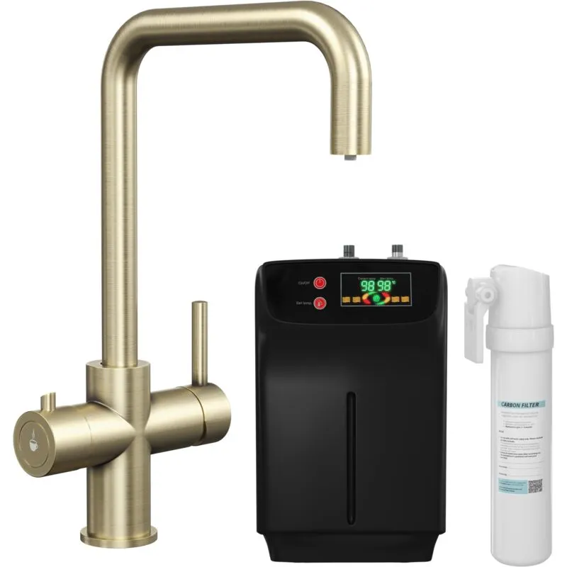 Balterley - 3 in 1 Instant Hot Water Kitchen Sink Tap, Tank and Filter - Brushed Brass
