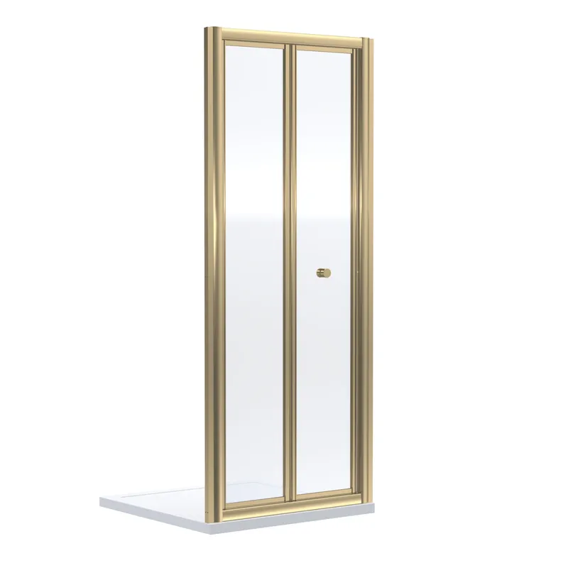 Balterley - Ruwa 4mm Toughened Safety Glass Bi-Fold Shower Door - 1900 x 900mm - Brushed Brass