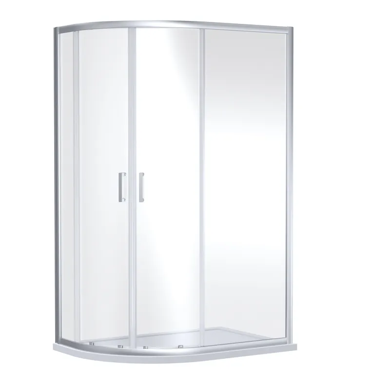 Balterley 6mm Glass Offset Quadrant Shower Enclosure 1900 x 1200 x 800mm Chrome in Silver Silver