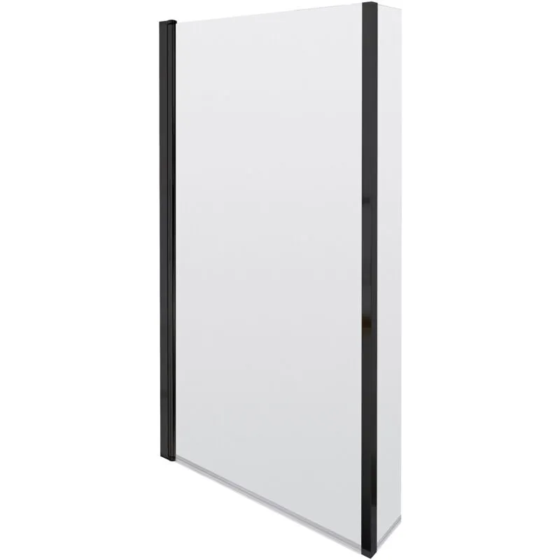 Balterley - 6mm Toughened Safety Glass l Shaped Reversible Bath Screen with Fixed Return - Black