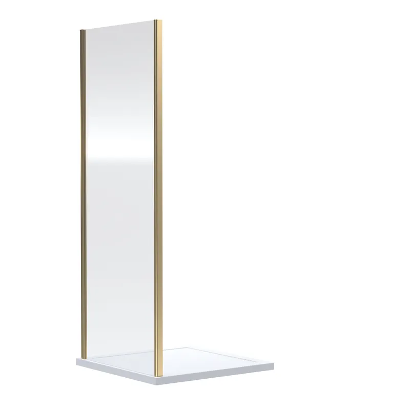 Ruwa 6mm Toughened Safety Glass Side Panel - 1900 x 800mm - Brushed Brass Balterley