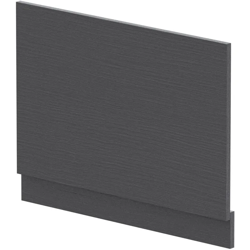 Balterley - 750mm Edge/Power Straight End Bath Panel & Plinth - Textured Woodgrain Graphite Grey