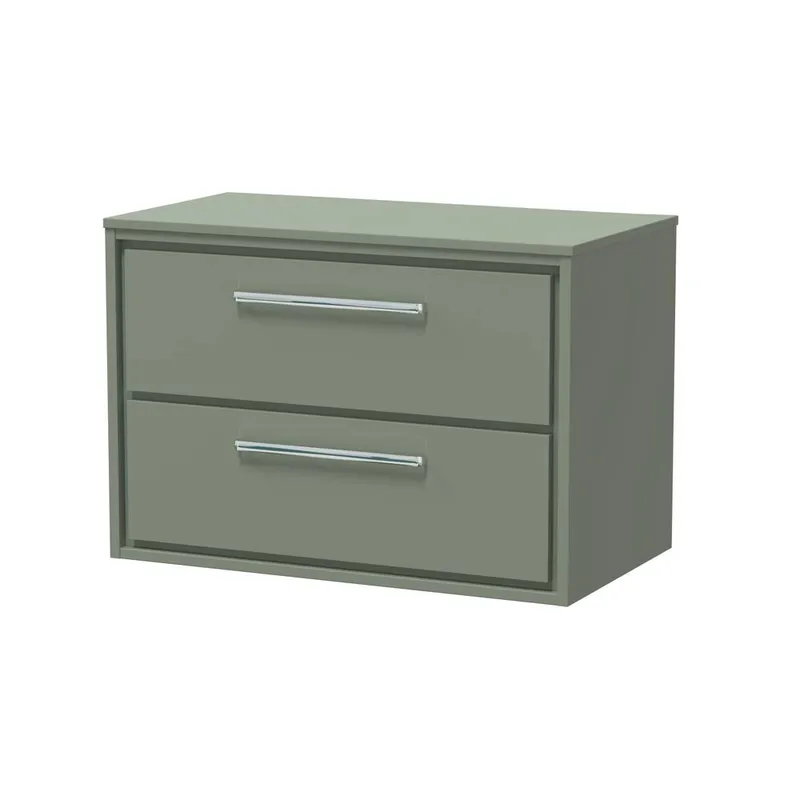 Balterley 800mm Wall Hung 2-Drawer Vanity with Worktop - Fern Green Green