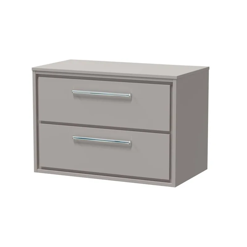 Balterley 800mm Wall Hung 2-Drawer Vanity with Worktop - Pebble Grey Grey