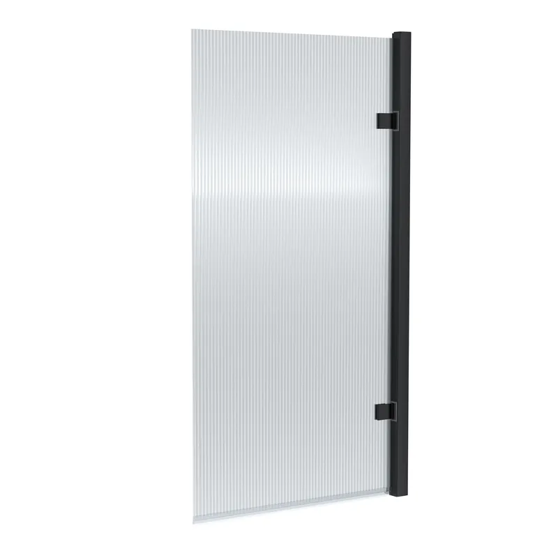 Balterley 8mm Glass Square Hinged Fluted Bath Screen, 1520x830x24mm - Matt Black Black
