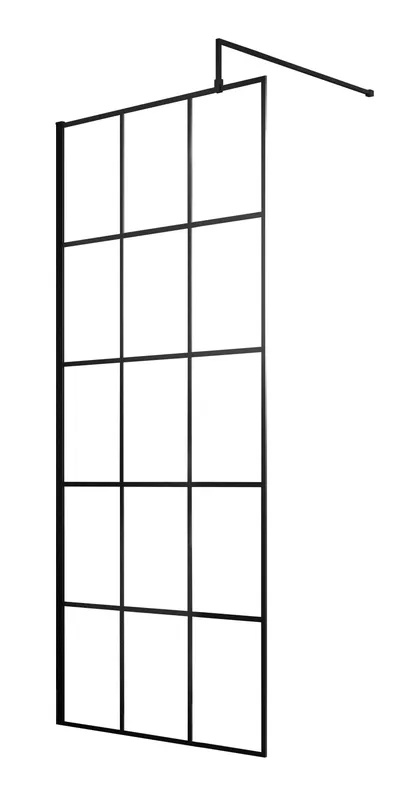 Balterley 8mm Safety Glass Black Framed Wetroom Screen - 900mm Black