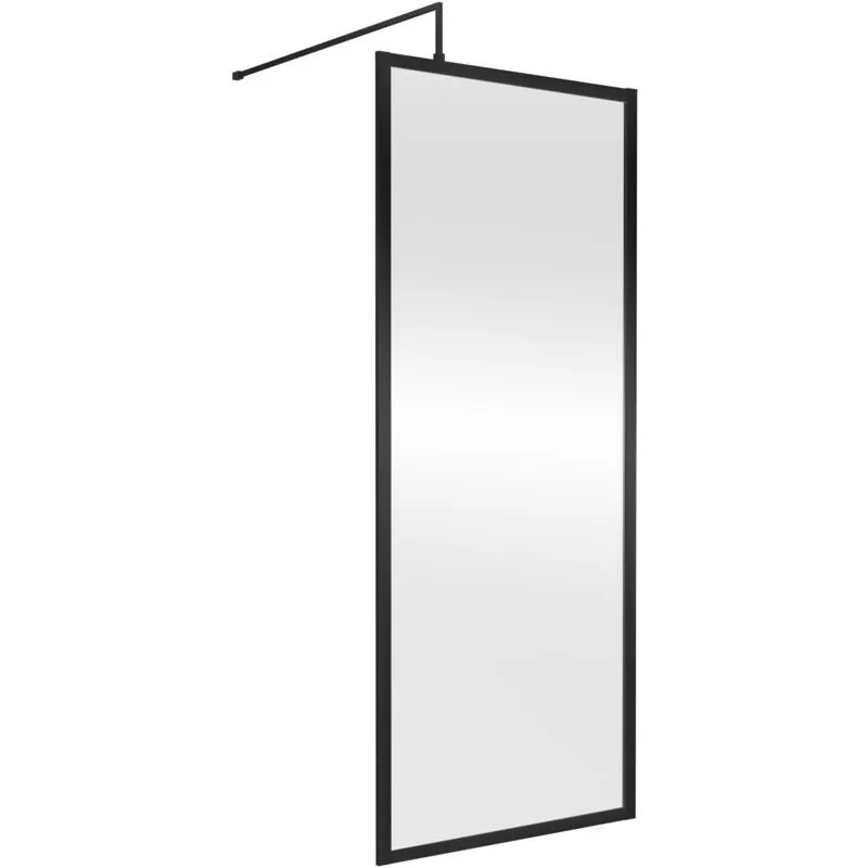 Balterley 8mm Wetroom Screen & Support Bar: 800mm, Black Black