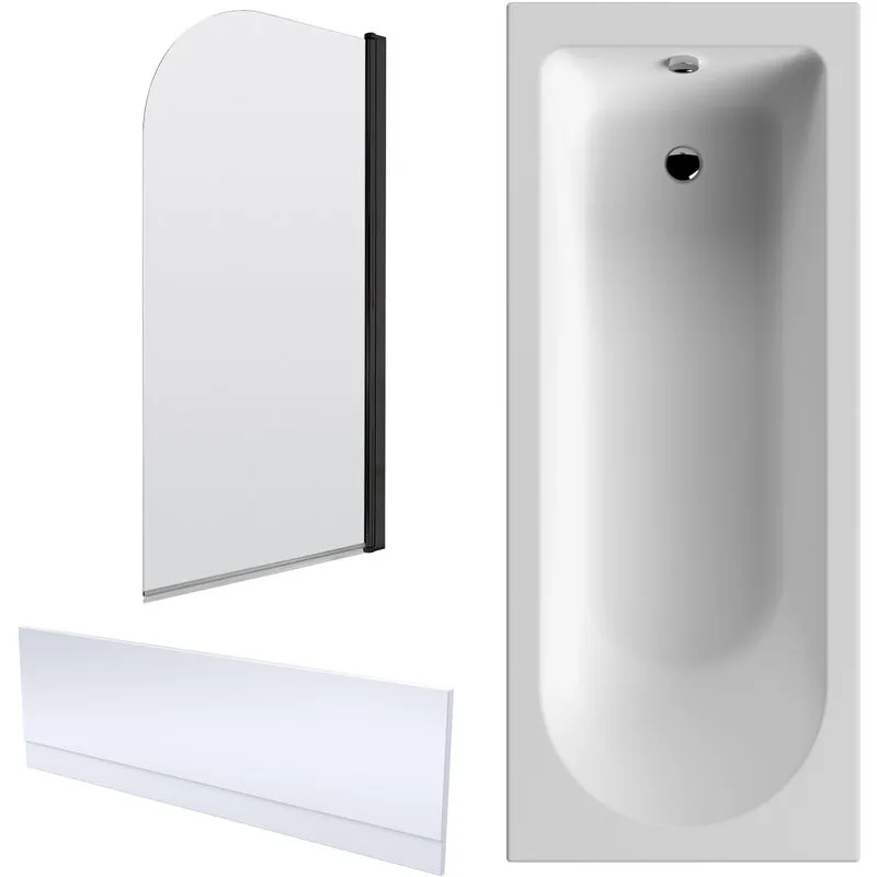 Balterley Round 1700x700 Shower Bath Set - Panel & Round Screen in White White