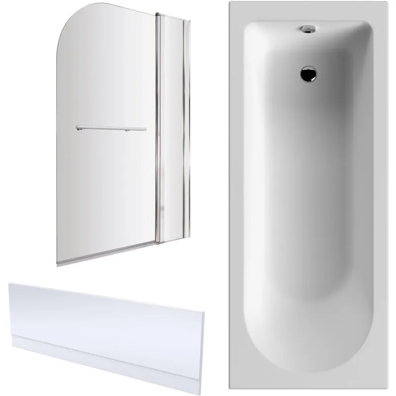 Balterley Round 1700x700 Shower Bath Set - Panel, Screen, Fixed Panel & Rail in White White