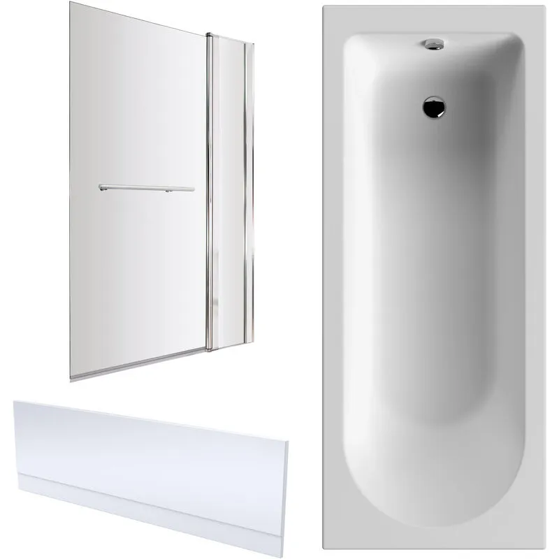 Balterley - Bath Suite -1700x700mm Round Bath, Front Panel, Screen with Fixed Panel and Rail