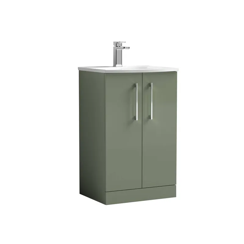 Balterley Bathroom 2 Soft Close Door Floor Vanity Unit Basin, Green, 500mm in Green Green