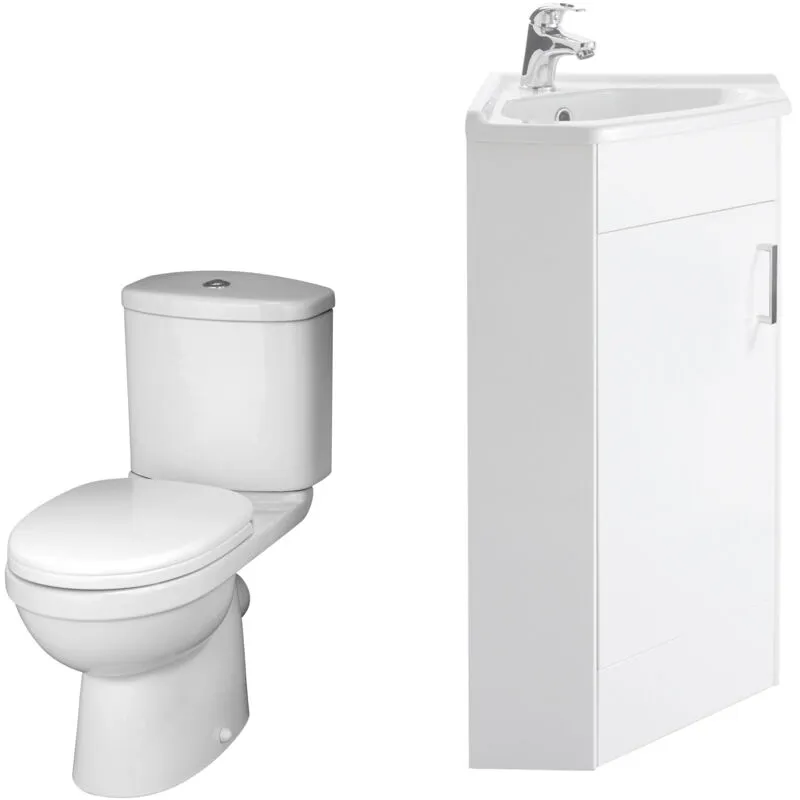Balterley Bathroom Corner Vanity Unit and Toilet Set - White