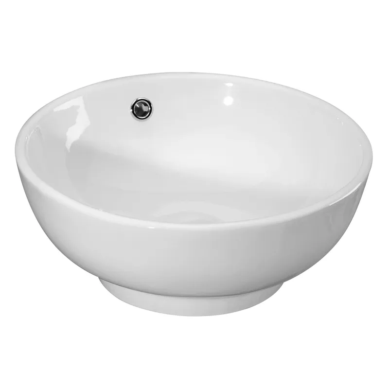 Balterley Bathroom Round Vessel Basin for Countertop Use, White, 410 mm in White White