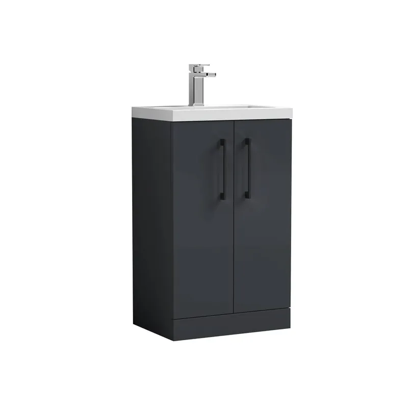 Balterley Bathroom Vanity Basin Unit, Black Handles, 500mm, Dark Grey Black