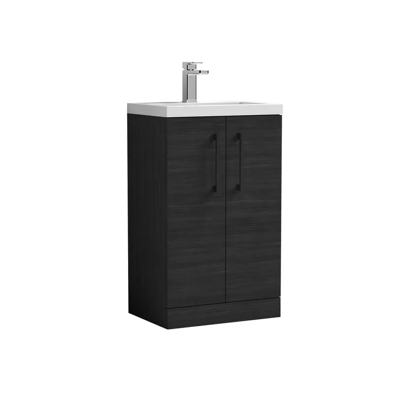 Balterley Bathroom Vanity Basin Unit, Black Handles, 500mm, Wood Black Black