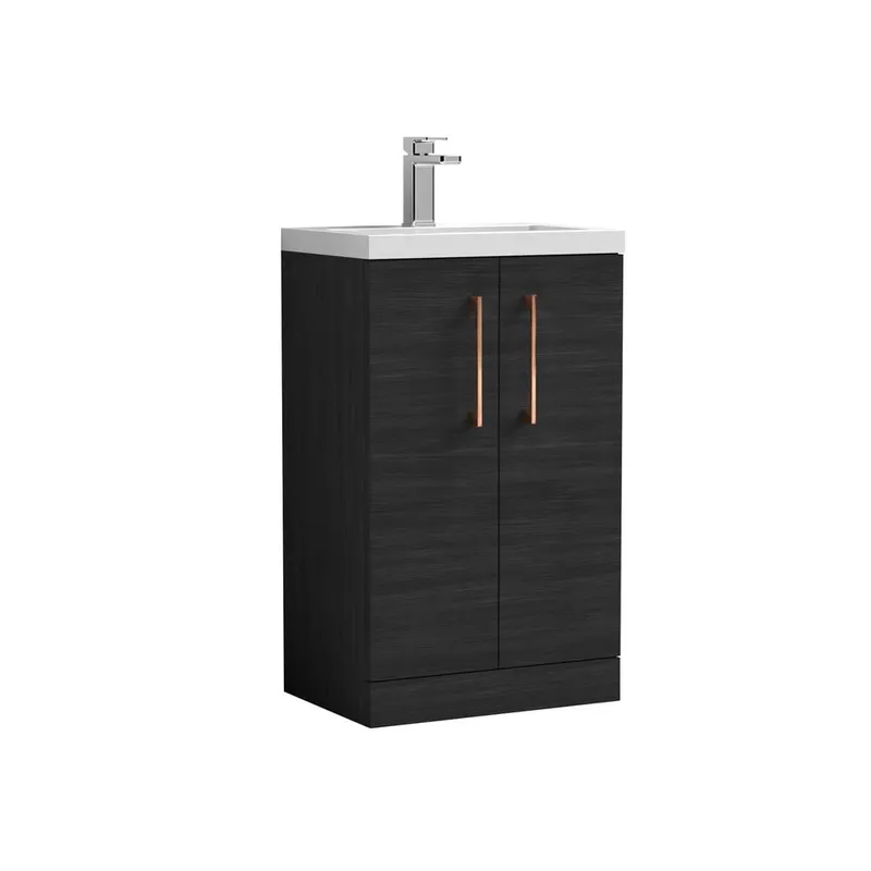 Balterley Bathroom Vanity Basin Unit, Copper Handles, 500mm, Wood Black Black