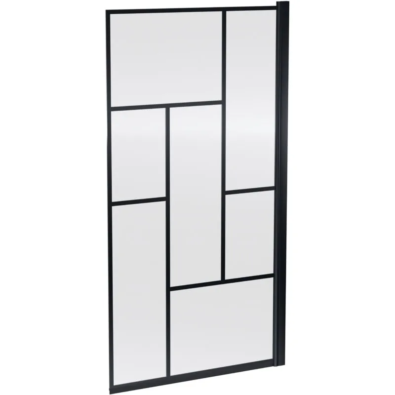 Balterley - Black Square Framed 6mm Toughened Safety Glass Reversible Shower Bath