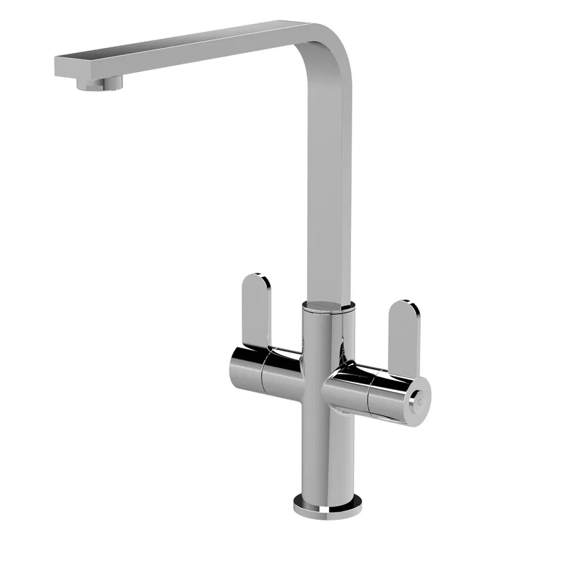 Balterley Chara Kitchen Sink Mono Mixer Tap - Chrome Dual Lever Handles in Silver Silver