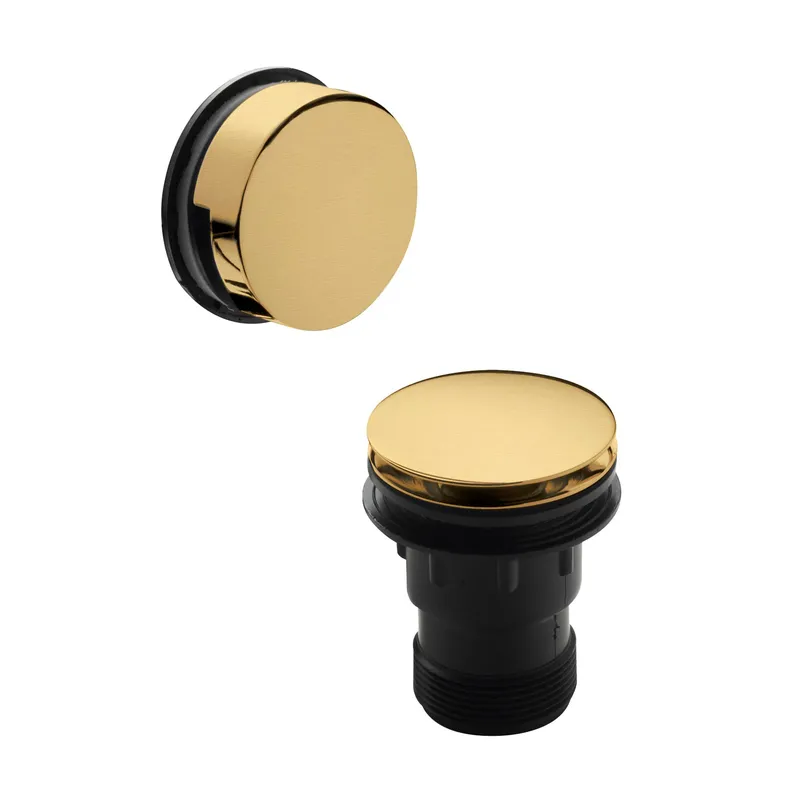 Balterley Click Clack Push Button Bath Waste, Overflow 13mm Baths Brushed Brass in Metallics Metallics