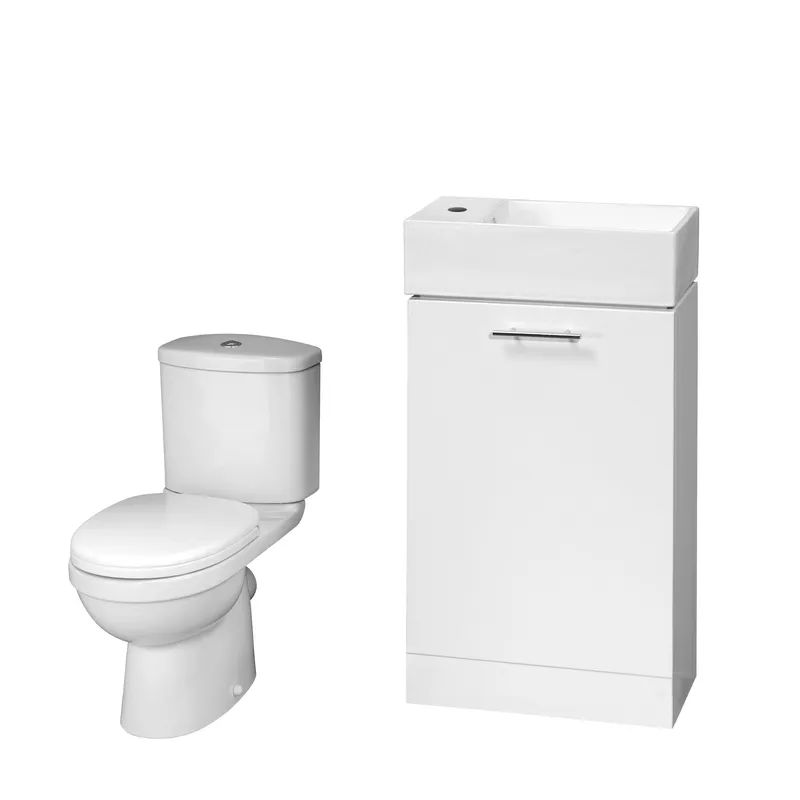 Balterley Cloakroom Floor Standing Vanity & Toilet Set - Gloss White White