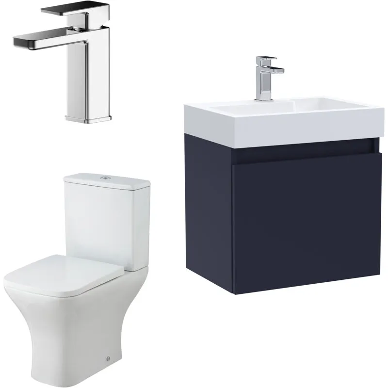Balterley - Cloakroom Suite - Vanity Unit, Tap and Toilet Set - Electric Blue/Chrome