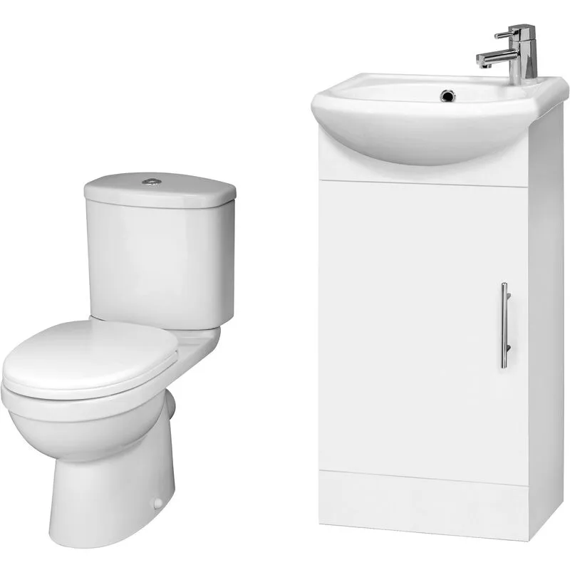 Balterley - Cloakroom Suite - Vanity Unit, Toilet and Toilet Seat - Gloss White