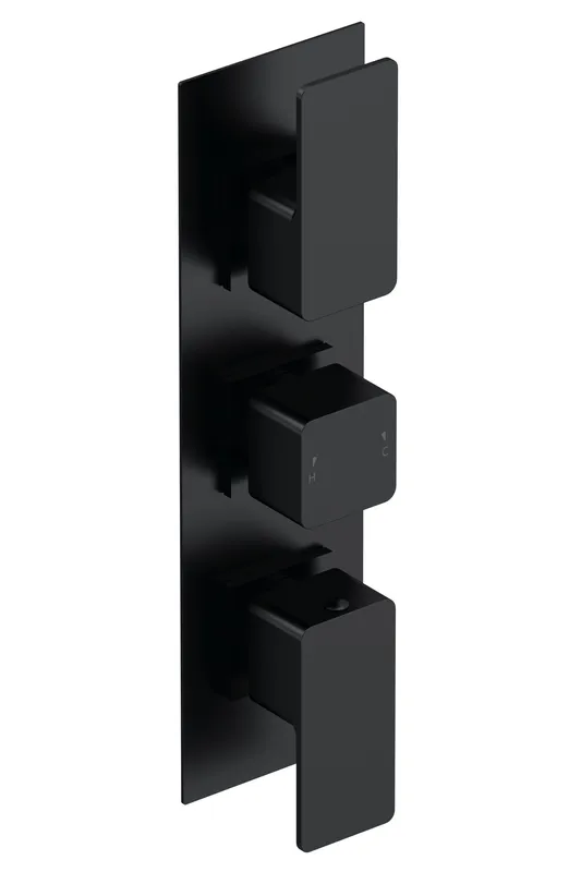 Balterley Concealed Square Triple Thermostatic Shower Valve Diverter Black Black