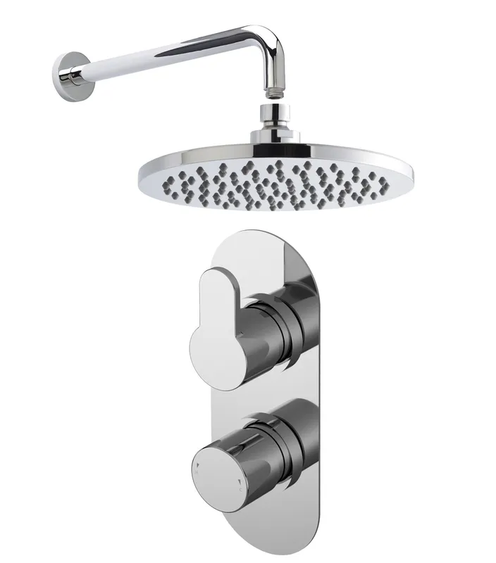 Balterley Concealed Twin Shower Valve Arm Head Kit Chrome in Silver Silver