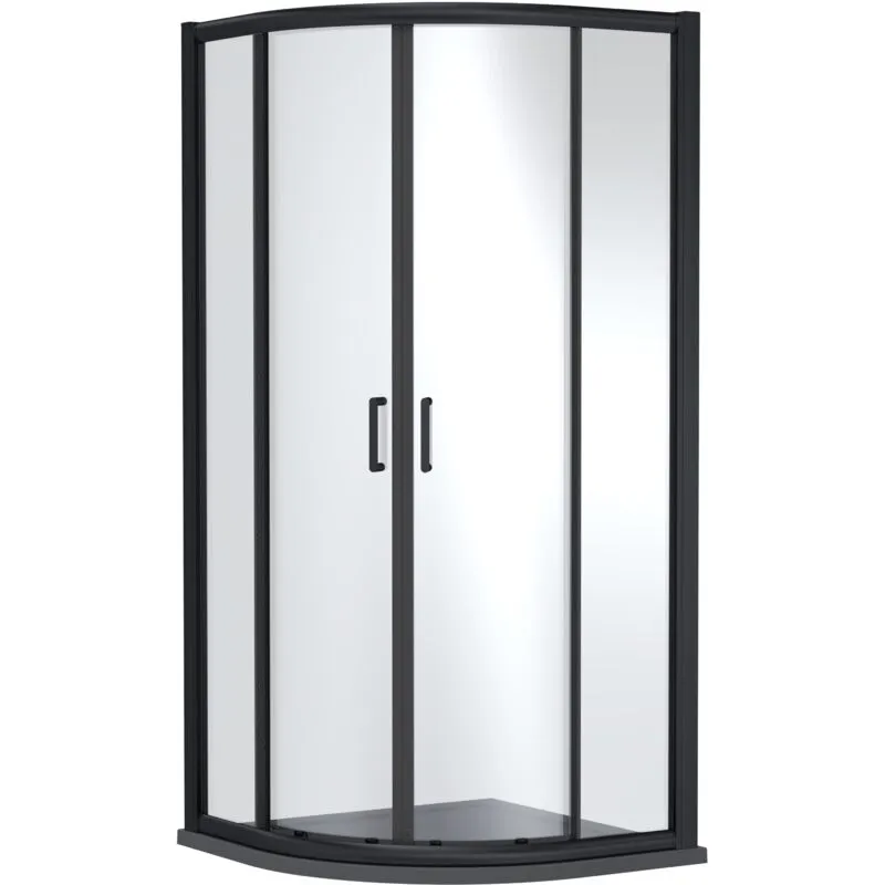Balterley Quadrant Enclosure with Tray: 1000 x 1000 mm Matt Black/Grey in Black Black