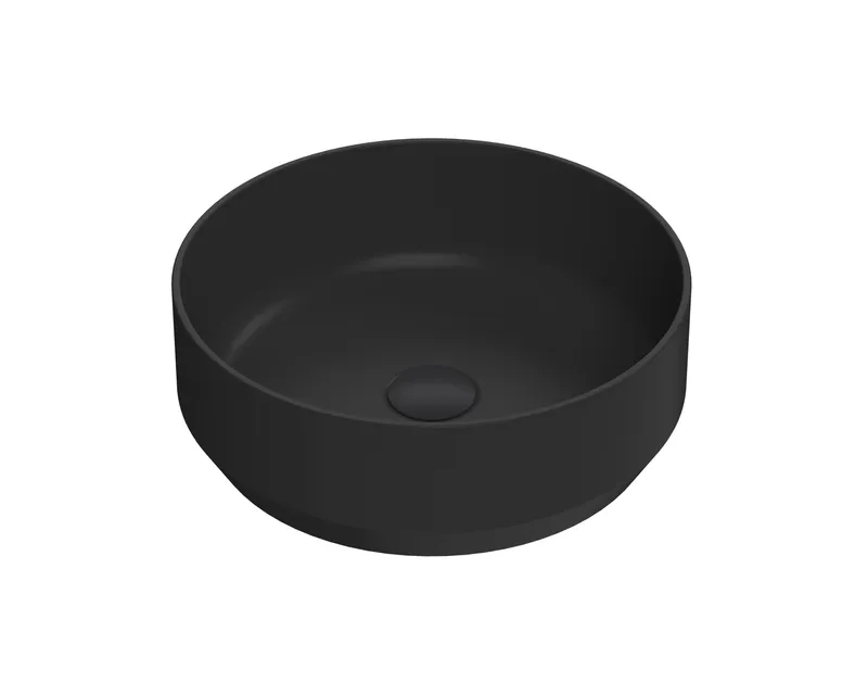 Balterley Countertop Vessel Basin for Bathroom, Ceramic Fireclay, Black, 350 mm in Black Black