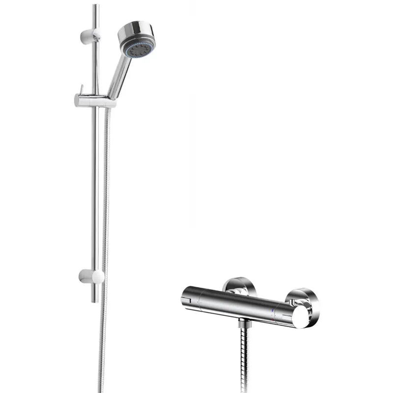 Balterley Current Round Bar Valve Linear Slide Rail Kit Shower Set Chrome in Silver Silver