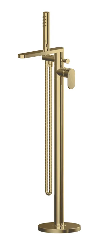 Balterley - Current Round Floor Standing Bath Shower Mixer Tap with Kit - Brushed Brass
