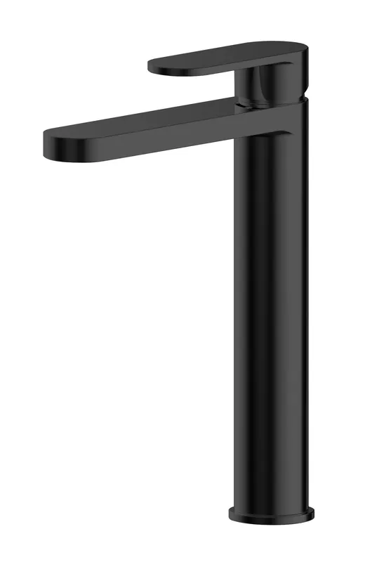 Balterley Current Round High Rise Mono Basin Mixer Tap, Flat Spout - Matt Black Black