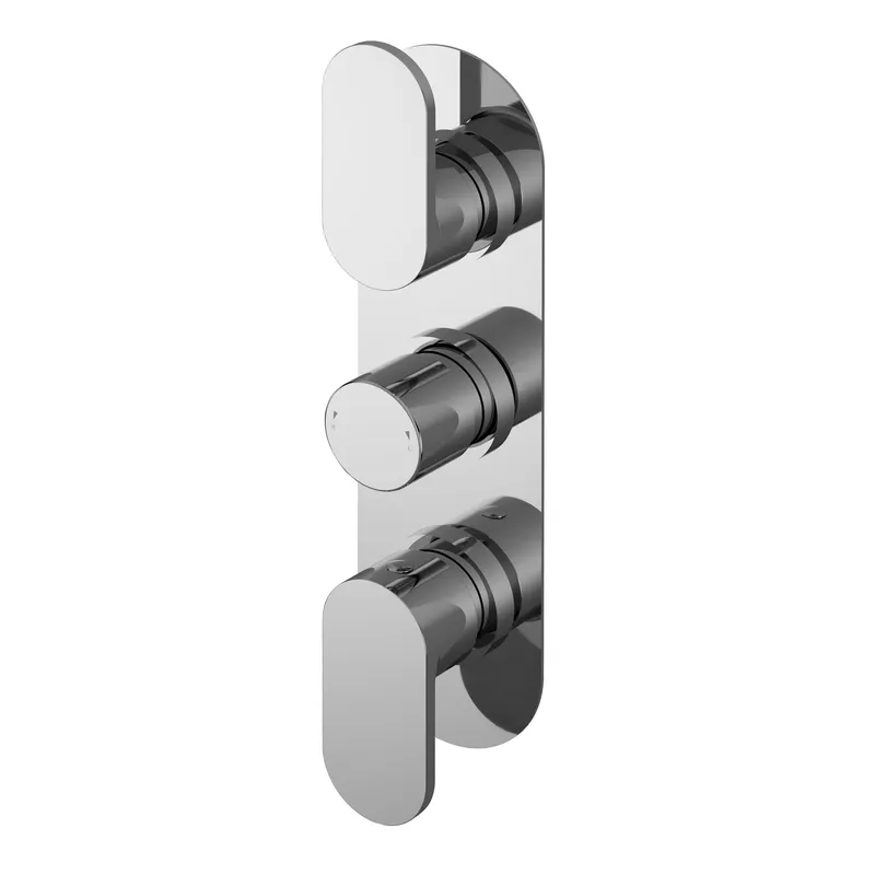 Balterley Current Round Triple Concealed Thermostatic Shower Valve - Chrome in Silver Silver