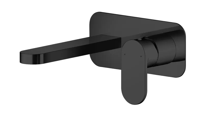 Balterley Current Round Wall Mounted 2 Tap Hole Basin Mixer Tap - Matt Black Black