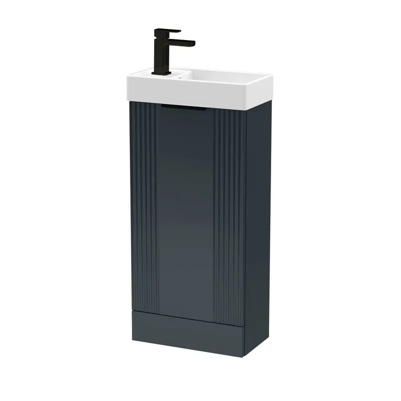 Balterley Dark Grey 400mm Floor Standing Vanity Unit with Black Handle Grey