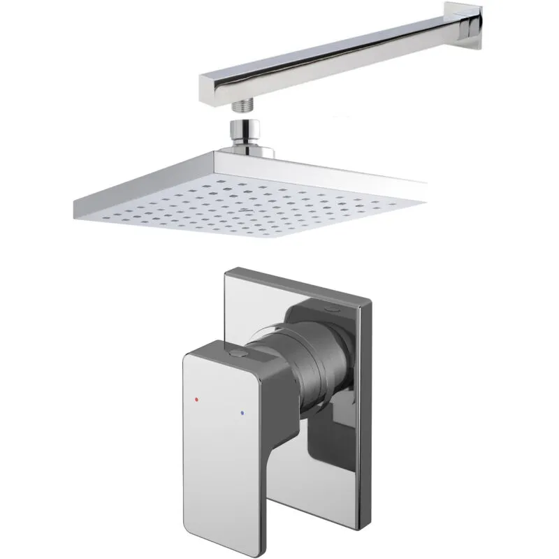Balterley - Empire Concealed Square Manual Valve, Arm & Head Shower Bundle Set - Chrome