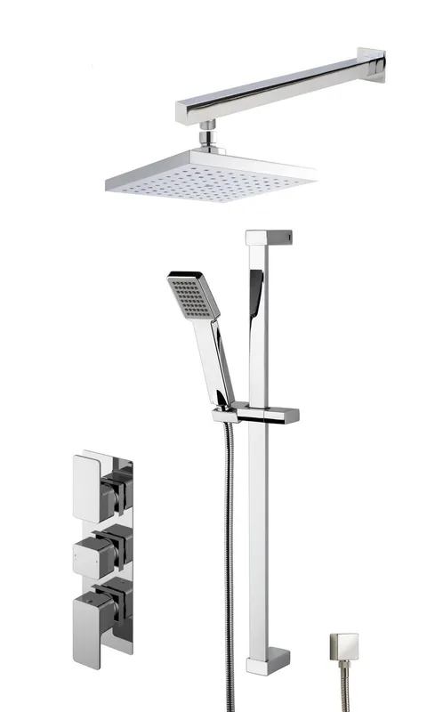 Balterley Empire Concealed Square Triple Valve Shower Set Chrome in Silver Silver
