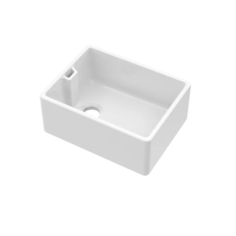 Balterley Fireclay Single Bowl Belfast Kitchen Sink with Overflow, No Tap Hole, 595mm