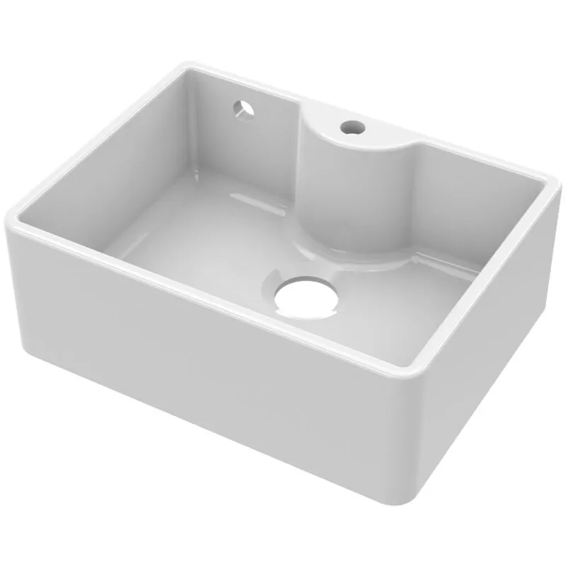 Balterley Fireclay Single Bowl Butler Kitchen Sink Tap Ledge, Overflow & Tap Hole 595mm