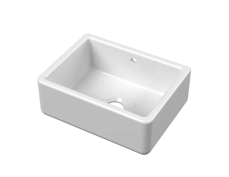 Balterley Fireclay Single Bowl Kitchen Sink 36mm Thick Sides Overflow 595mm in White White