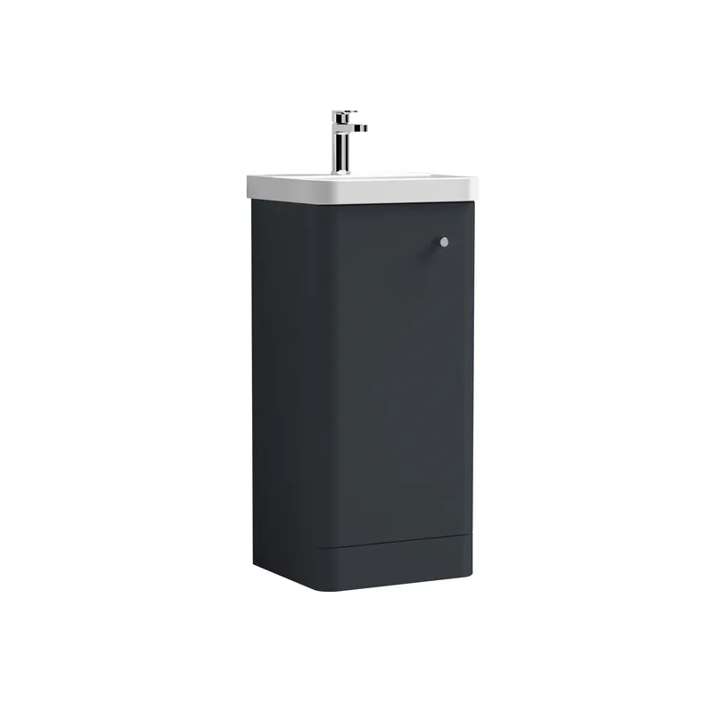 Balterley Floor Standing 1 Door Vanity Unit Ceramic Basin Dark Grey 400mm Grey